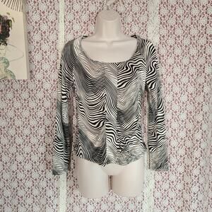 vintage 90s faith love passion black white psychedelic blouse size medium
